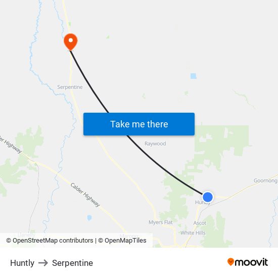 Huntly to Serpentine map