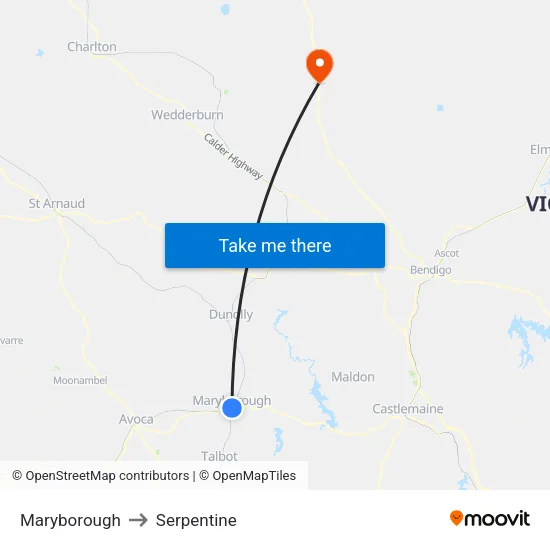 Maryborough to Serpentine map