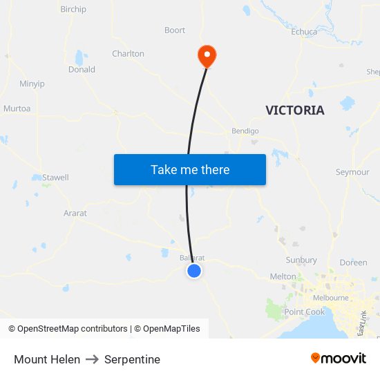 Mount Helen to Serpentine map