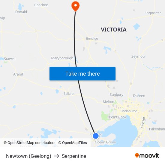 Newtown (Geelong) to Serpentine map