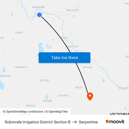 Robinvale Irrigation District Section B to Serpentine map