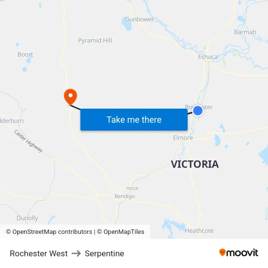 Rochester West to Serpentine map