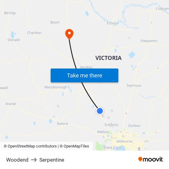 Woodend to Serpentine map