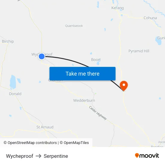 Wycheproof to Serpentine map