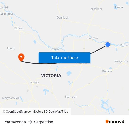 Yarrawonga to Serpentine map