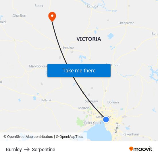 Burnley to Serpentine map