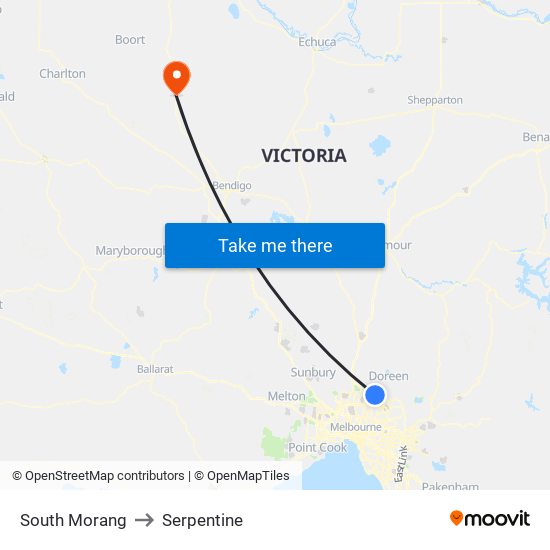 South Morang to Serpentine map