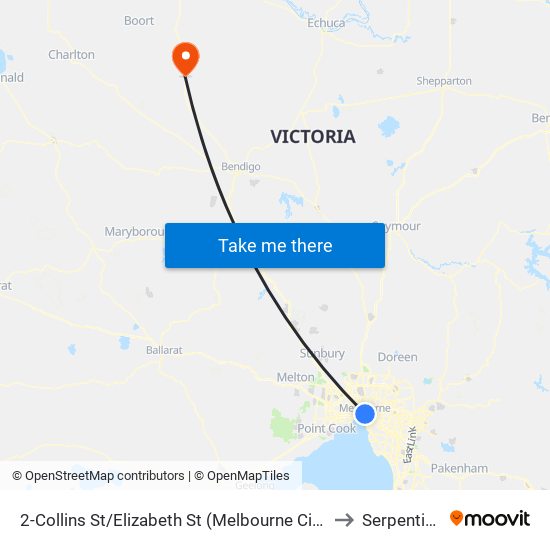 2-Collins St/Elizabeth St (Melbourne City) to Serpentine map