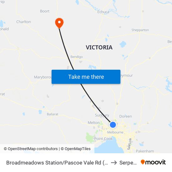 Broadmeadows Station/Pascoe Vale Rd (Broadmeadows) to Serpentine map