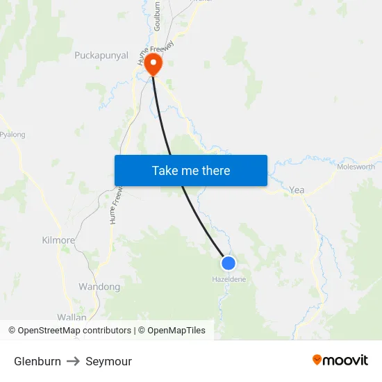 Glenburn to Seymour map
