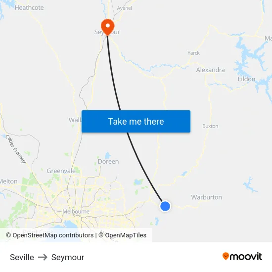 Seville to Seymour map