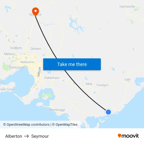 Alberton to Seymour map
