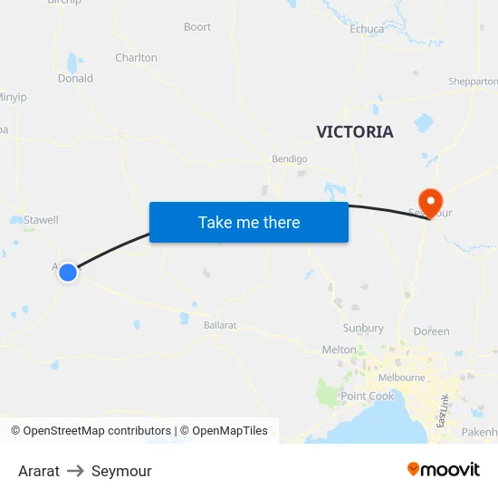 Ararat to Seymour map