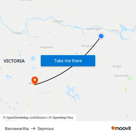 Barnawartha to Seymour map