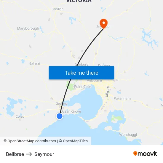 Bellbrae to Seymour map