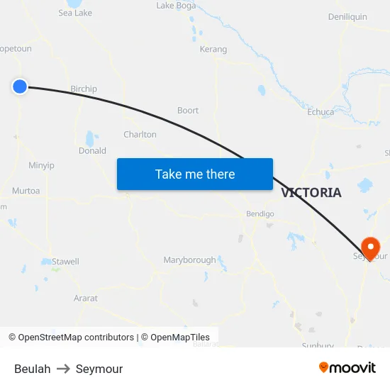 Beulah to Seymour map