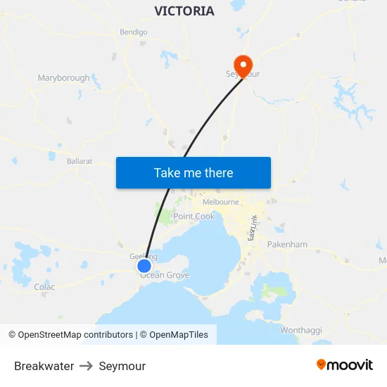 Breakwater to Seymour map