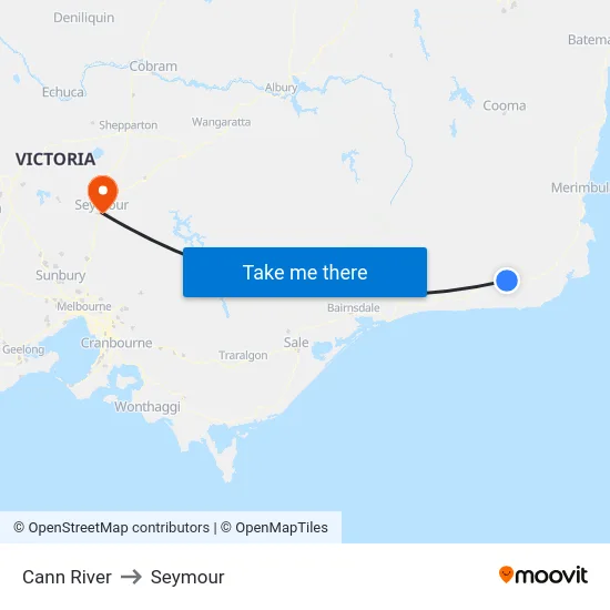 Cann River to Seymour map