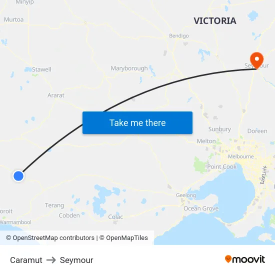 Caramut to Seymour map