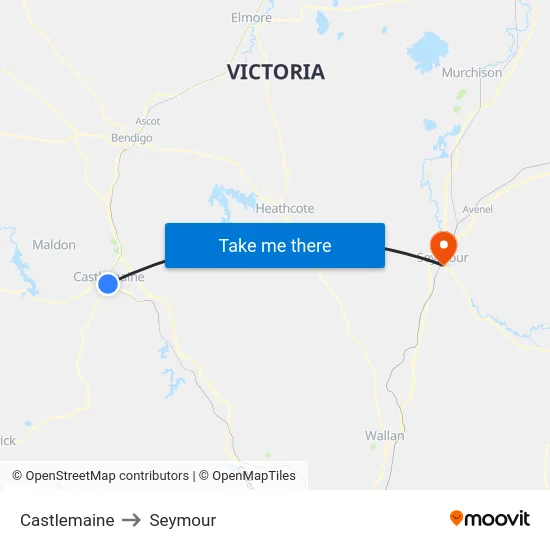 Castlemaine to Seymour map