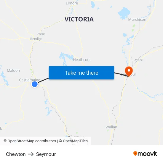 Chewton to Seymour map