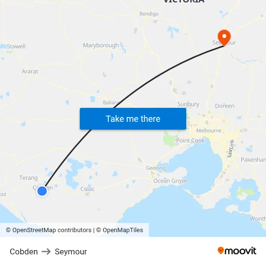 Cobden to Seymour map