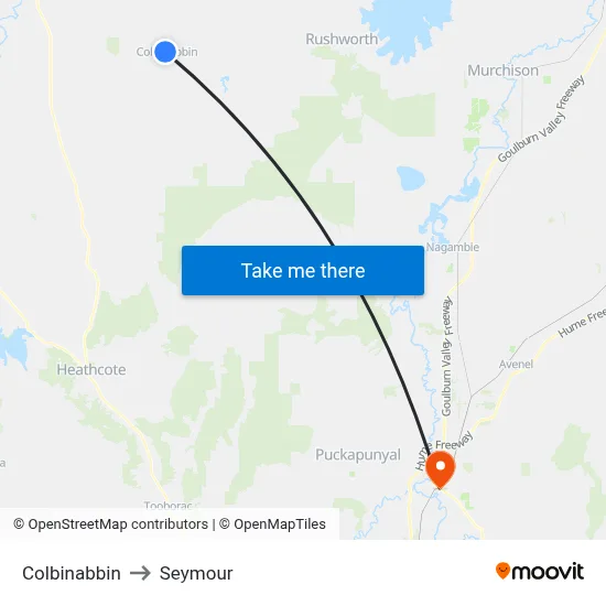 Colbinabbin to Seymour map