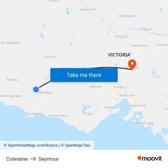 Coleraine to Seymour map