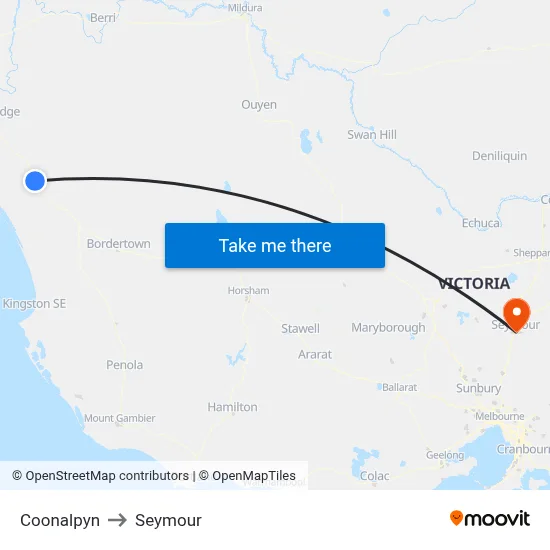 Coonalpyn to Seymour map