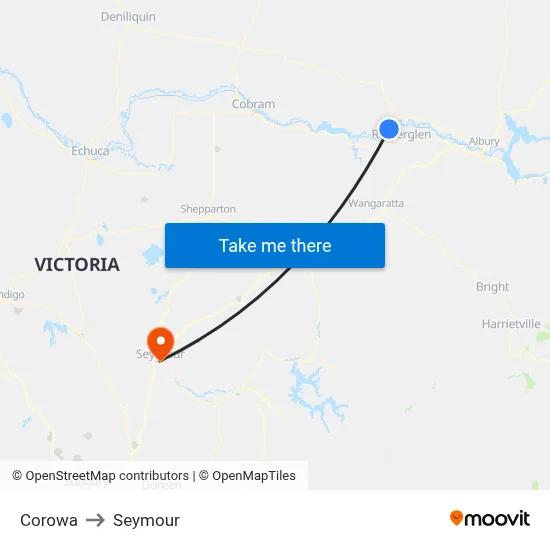 Corowa to Seymour map