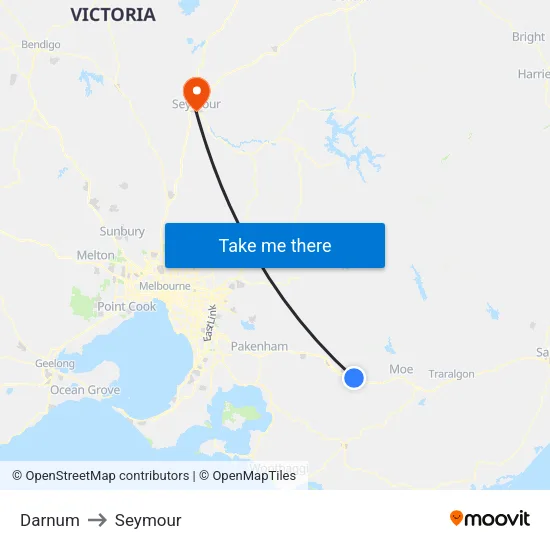 Darnum to Seymour map