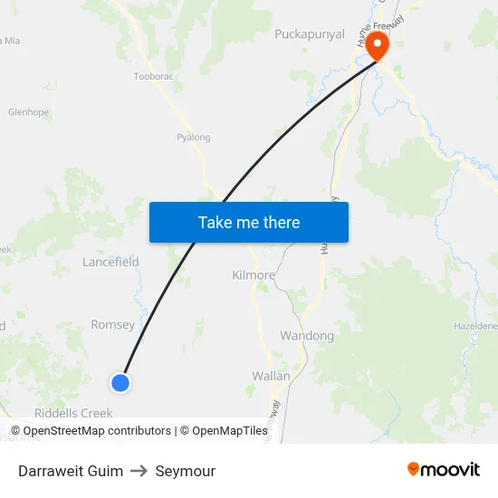 Darraweit Guim to Seymour map