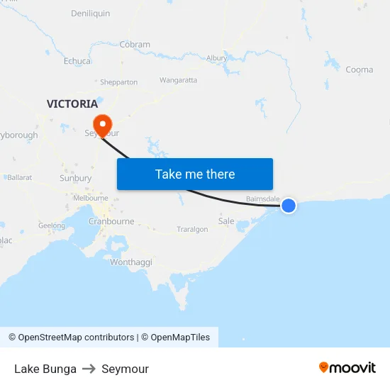 Lake Bunga to Seymour map