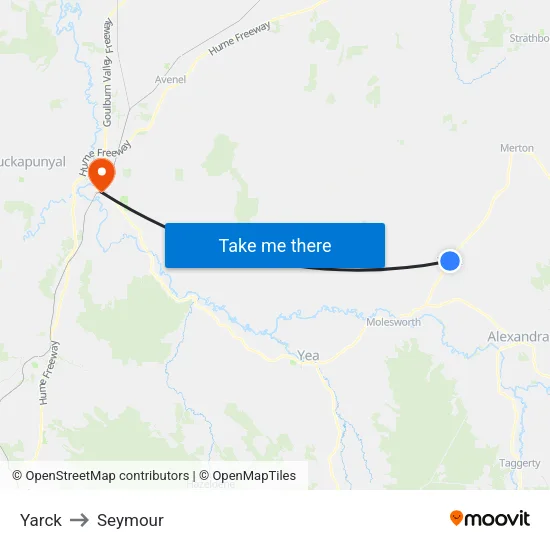 Yarck to Seymour map