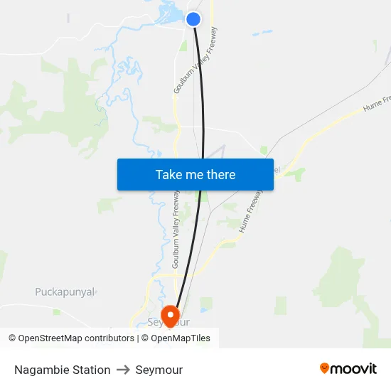 Nagambie Station to Seymour map