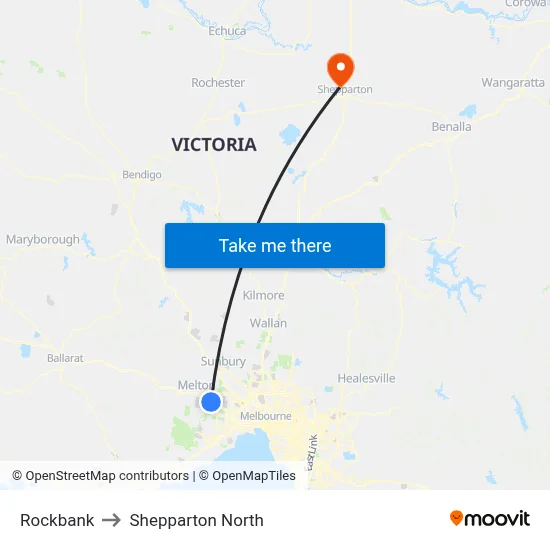 Rockbank to Shepparton North map