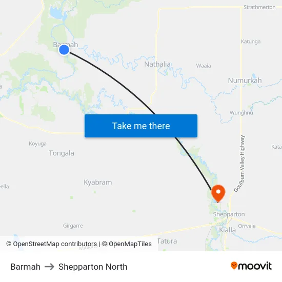 Barmah to Shepparton North map
