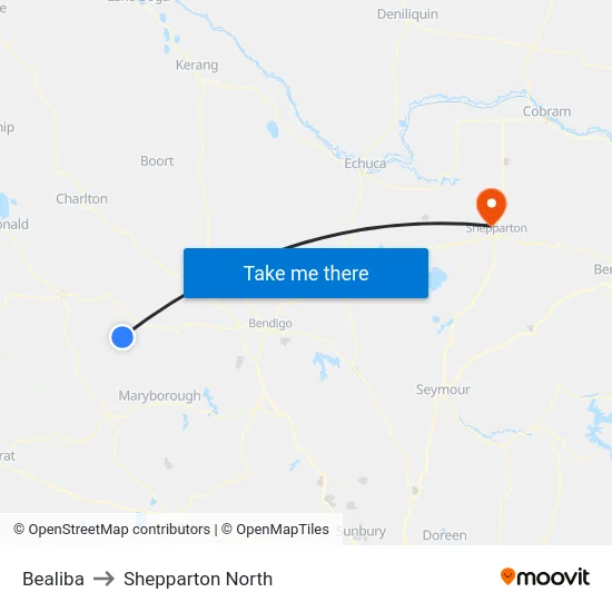Bealiba to Shepparton North map