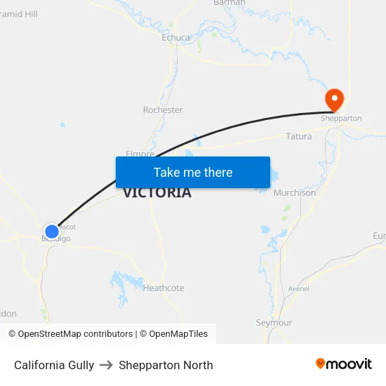 California Gully to Shepparton North map