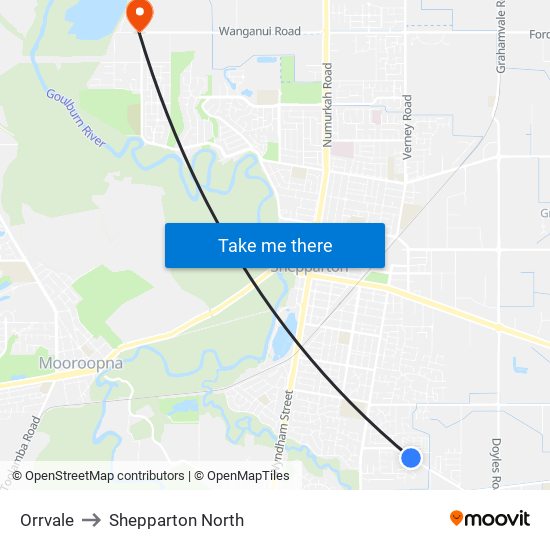 Orrvale to Shepparton North map