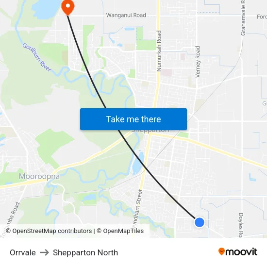 Orrvale to Shepparton North map
