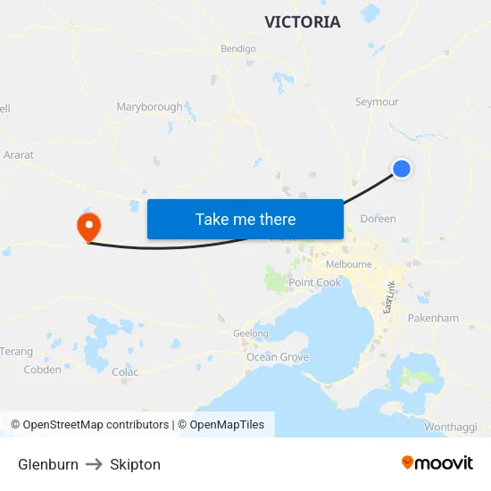 Glenburn to Skipton map