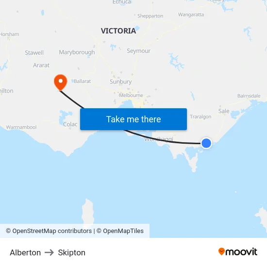 Alberton to Skipton map