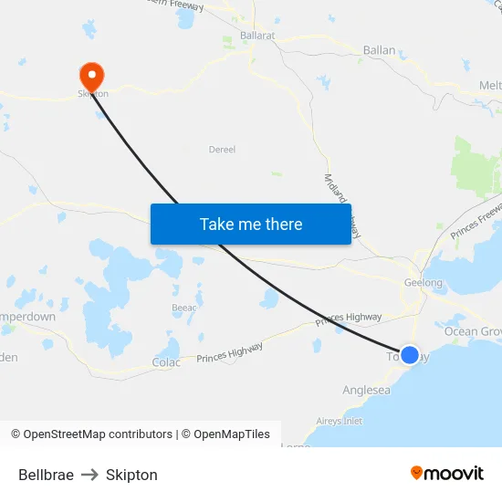 Bellbrae to Skipton map