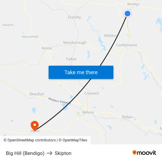Big Hill (Bendigo) to Skipton map