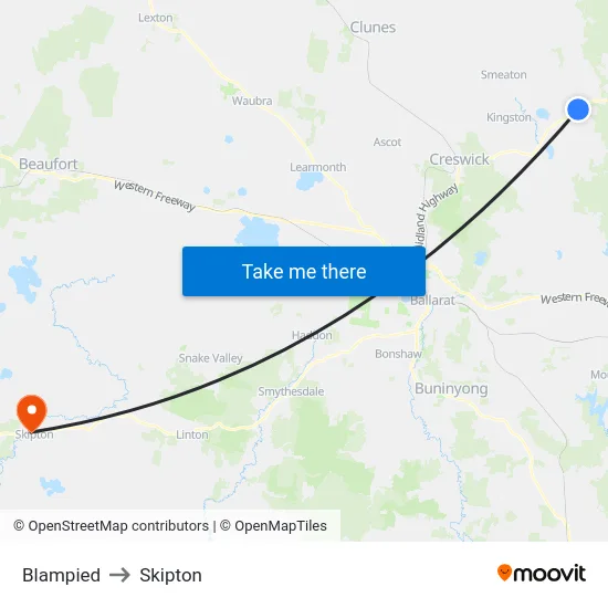 Blampied to Skipton map