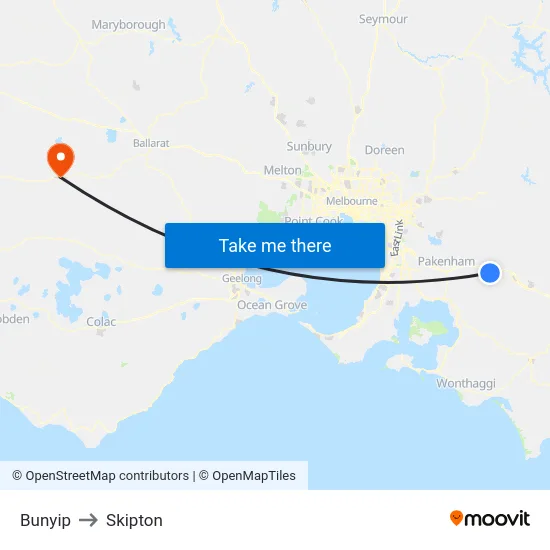 Bunyip to Skipton map