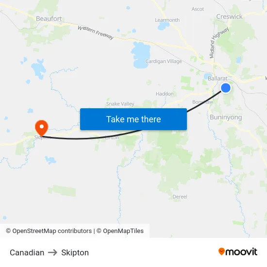 Canadian to Skipton map