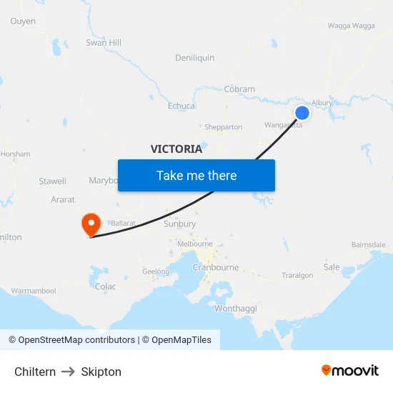Chiltern to Skipton map