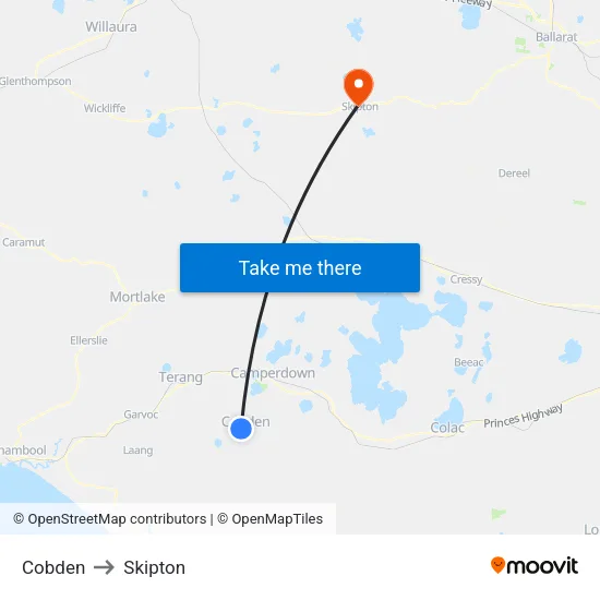 Cobden to Skipton map